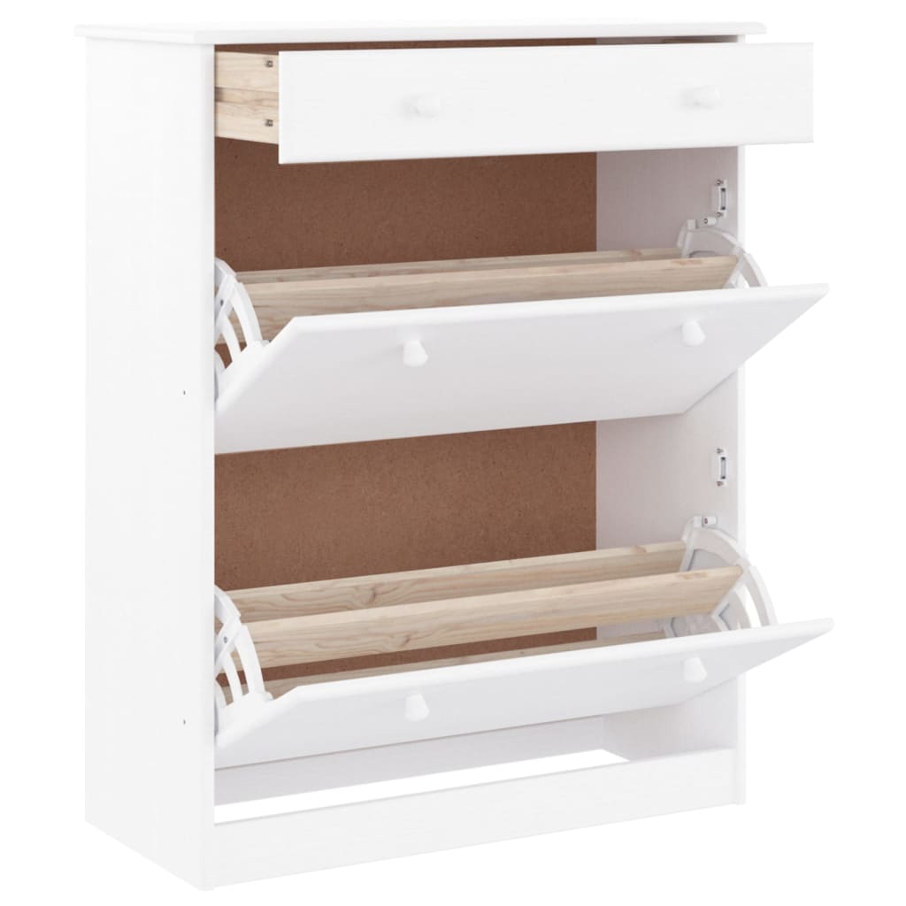 Scarpiera ALTA Bianca 77x35x96 cm in Legno Massello di Pino - homemem39