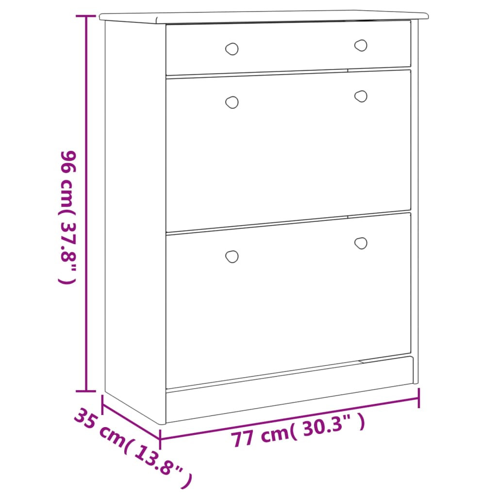 Scarpiera ALTA Bianca 77x35x96 cm in Legno Massello di Pino - homemem39