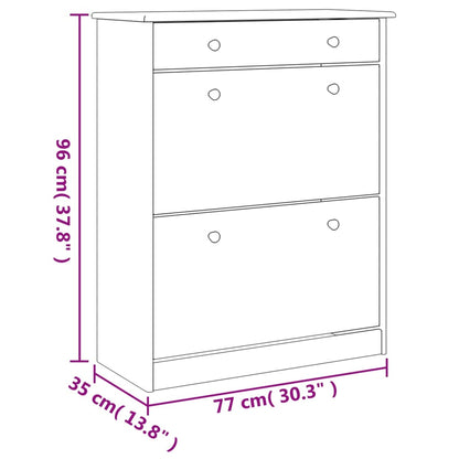 Scarpiera ALTA Bianca 77x35x96 cm in Legno Massello di Pino - homemem39