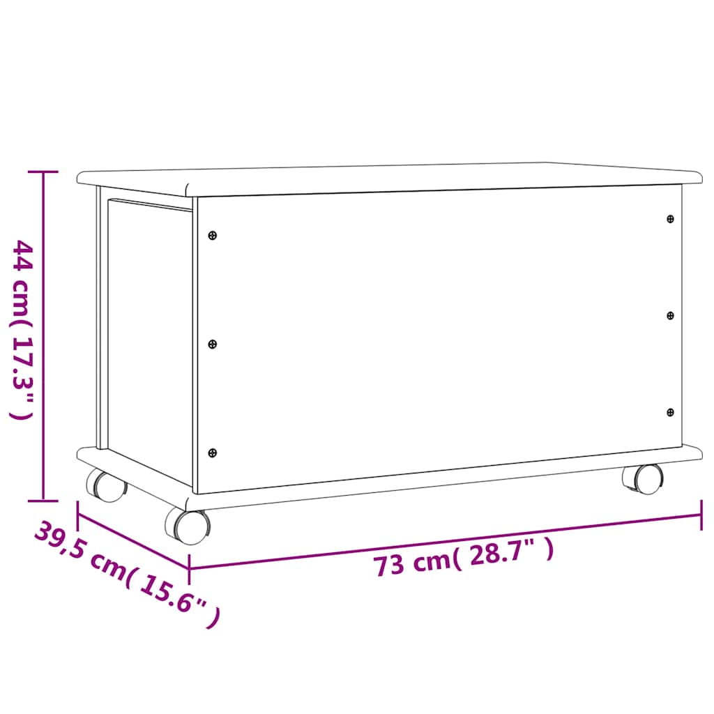 Cassapanca con Ruote ALTA 73x39,5x43 cm Legno Massello di Pino - homemem39