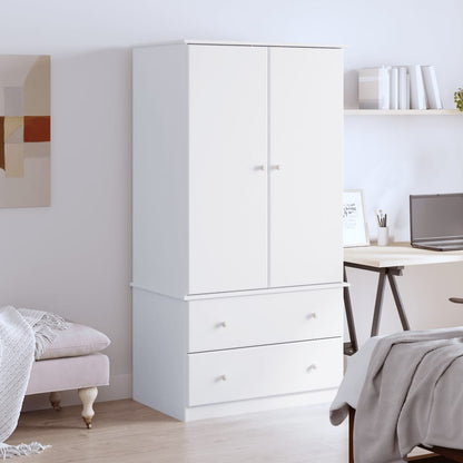 Armadio ALTA Bianco 90x55x170 cm in Legno Massello di Pino - homemem39