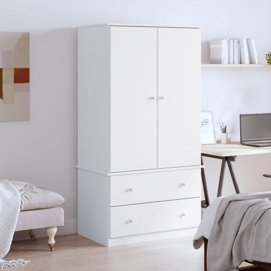 Armadio ALTA Bianco 90x55x170 cm in Legno Massello di Pino - homemem39