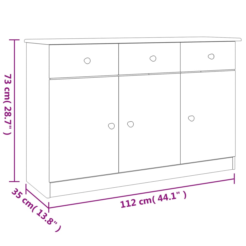 Credenza ALTA 112x35x73 cm in Legno Massello di Pino - homemem39
