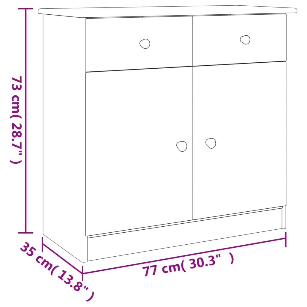 Credenza ALTA 77x35x73 cm in Legno Massello di Pino