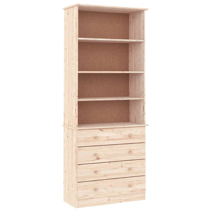 Libreria con Cassetti ALTA 77x35x186,5cm Legno Massello di Pino | homemem39