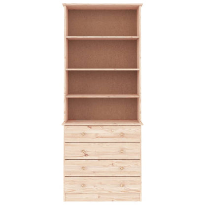 Libreria con Cassetti ALTA 77x35x186,5cm Legno Massello di Pino | homemem39