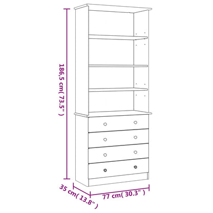 Libreria con Cassetti ALTA 77x35x186,5cm Legno Massello di Pino | homemem39