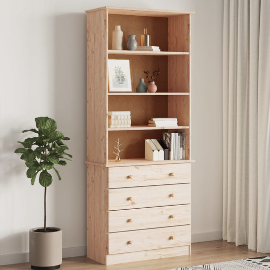 Libreria con Cassetti ALTA 77x35x186,5cm Legno Massello di Pino | homemem39