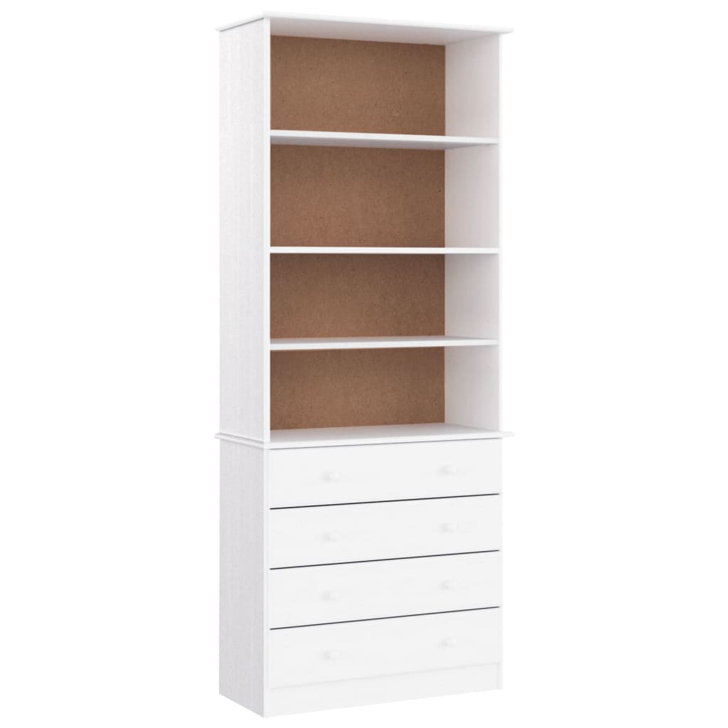 Libreria con Cassetti ALTA Bianca 77x35x186,5 cm Massello Pino | homemem39