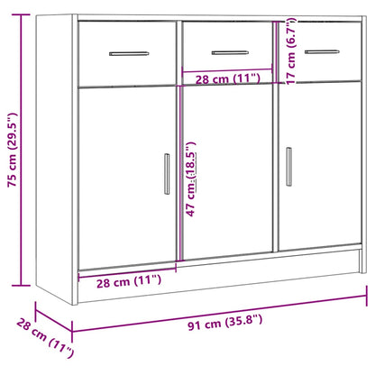 Credenza Rovere Sonoma 91x28x75 cm in Legno Multistrato