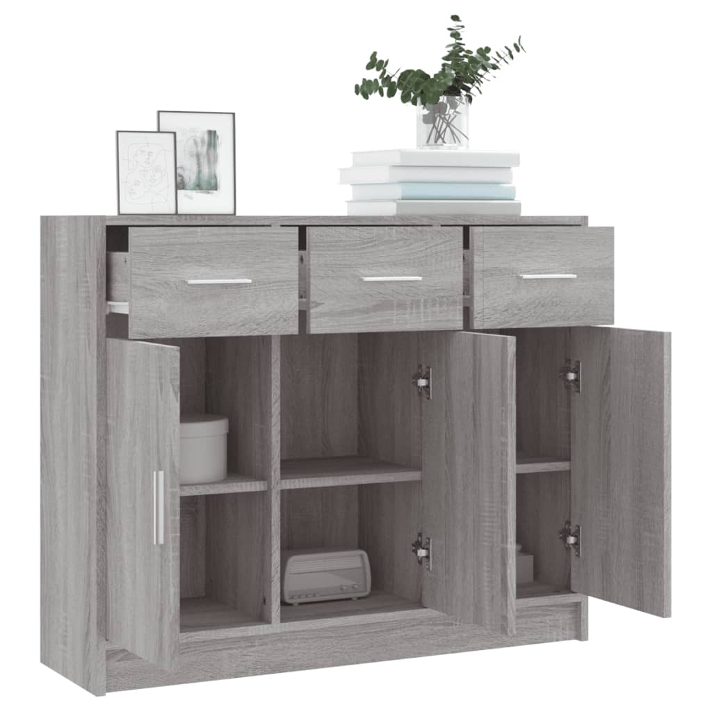 Credenza Grigio Sonoma 91x28x75 cm in Legno Multistrato