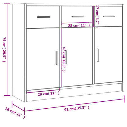 Credenza Grigio Sonoma 91x28x75 cm in Legno Multistrato