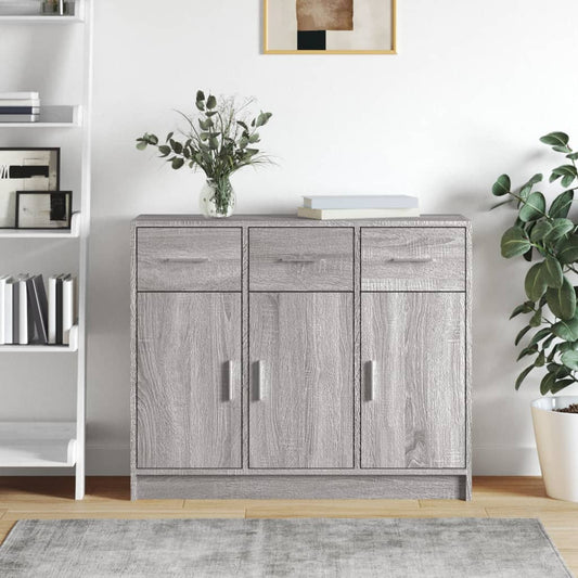 Credenza Grigio Sonoma 91x28x75 cm in Legno Multistrato - homemem39