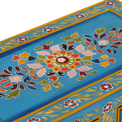 Credenza Turchese 55x30x76 cm in Legno Massello di Mango