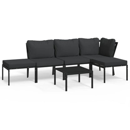 Set Salotto da Giardino 6pz con Cuscini Grigi in Acciaio | homemem39