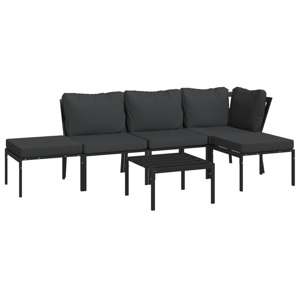 Set Salotto da Giardino 6pz con Cuscini Grigi in Acciaio | homemem39