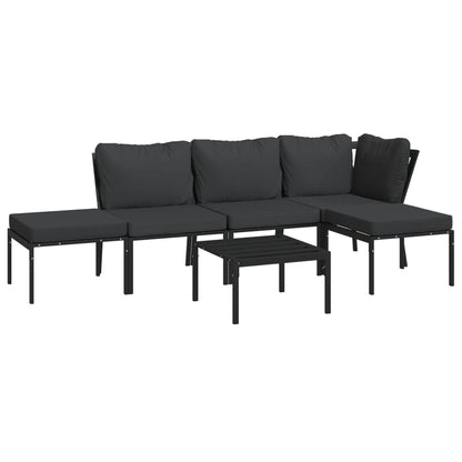 Set Salotto da Giardino 6pz con Cuscini Grigi in Acciaio | homemem39
