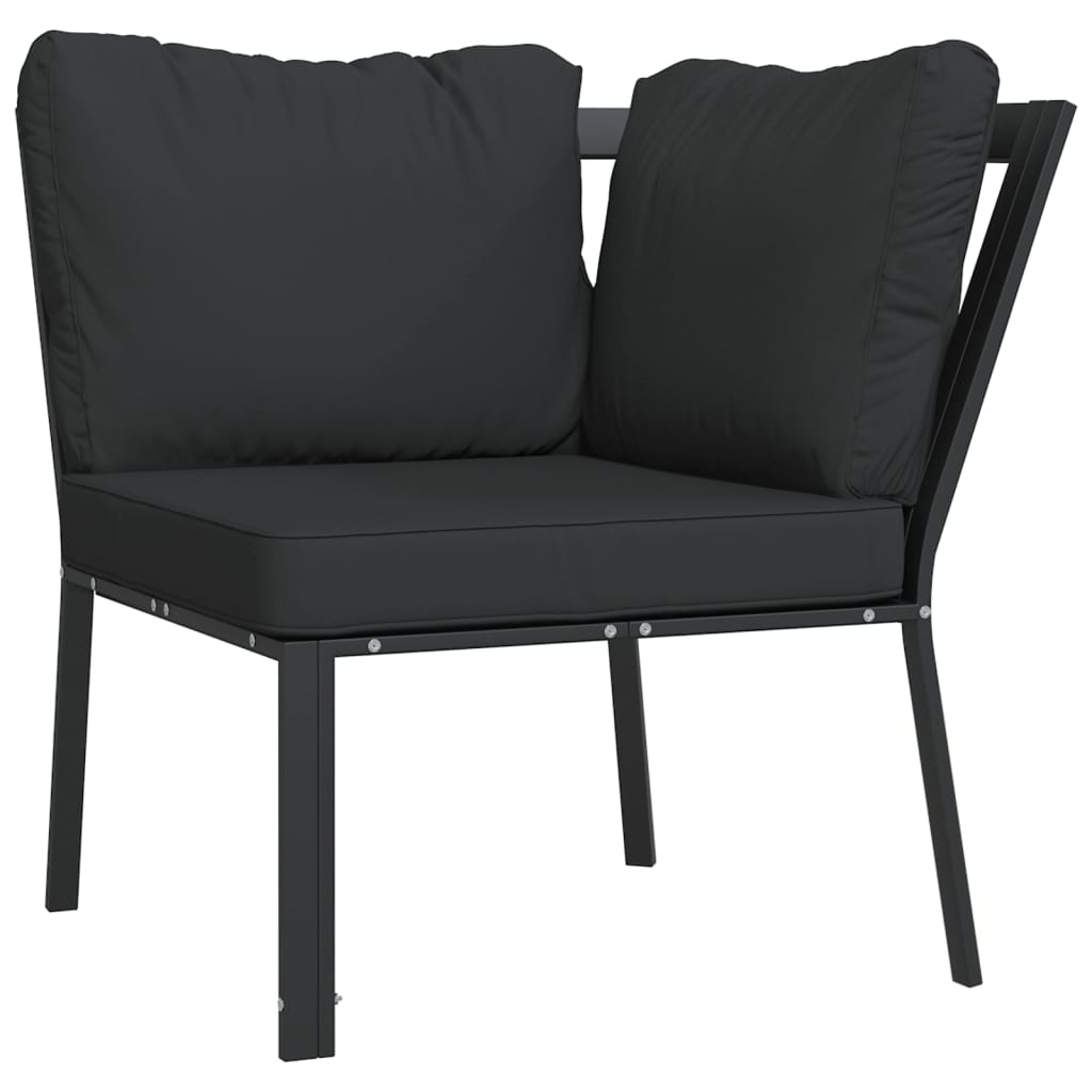 Set Salotto da Giardino 6pz con Cuscini Grigi in Acciaio | homemem39