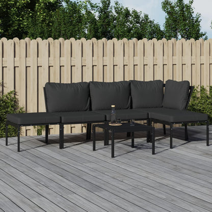 Set Salotto da Giardino 6pz con Cuscini Grigi in Acciaio | homemem39