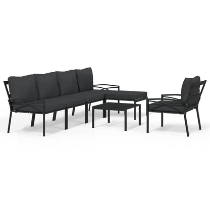 Set Salotto da Giardino 7pz con Cuscini Grigi in Acciaio | homemem39