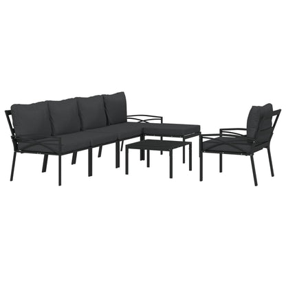 Set Salotto da Giardino 7pz con Cuscini Grigi in Acciaio | homemem39