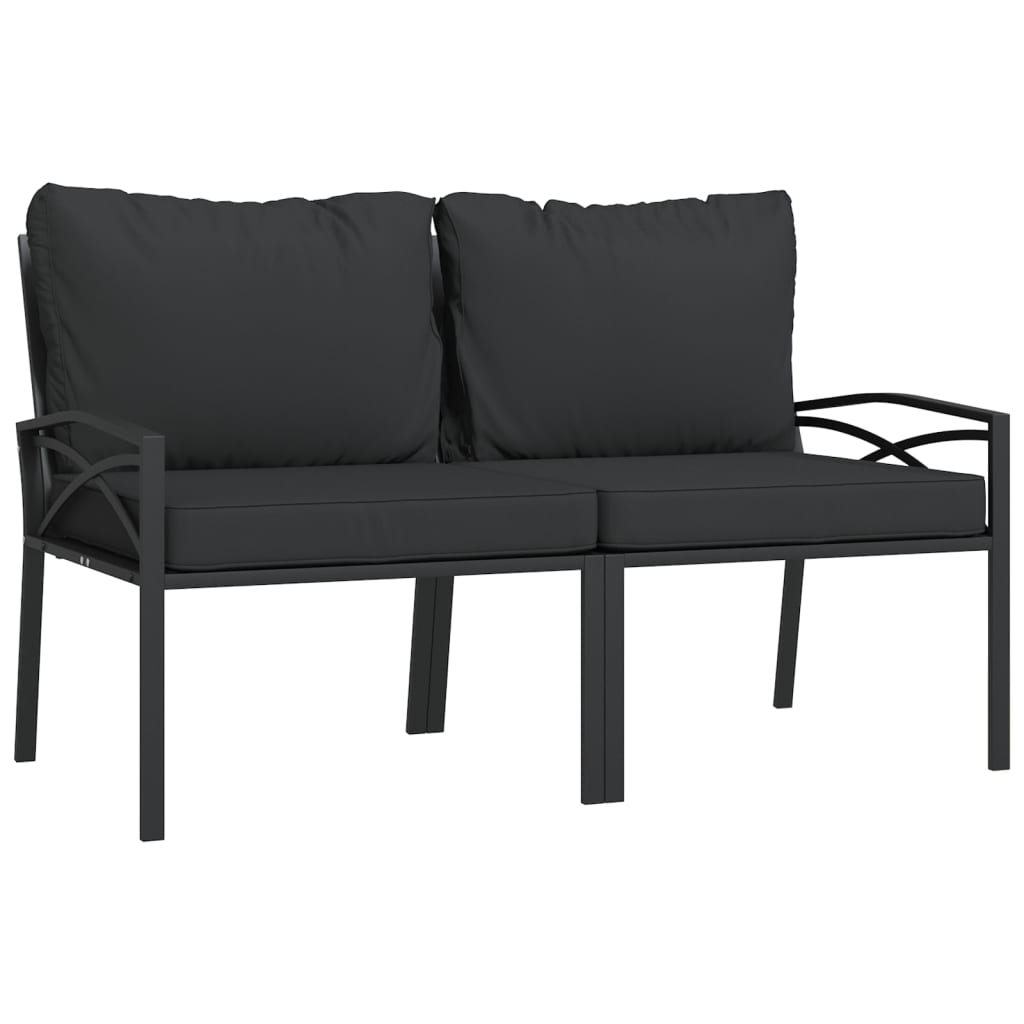 Set Salotto da Giardino 9 pz con Cuscini Grigi in Acciaio | homemem39