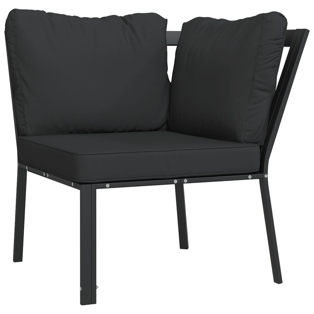 Set Salotto da Giardino 9 pz con Cuscini Grigi in Acciaio | homemem39
