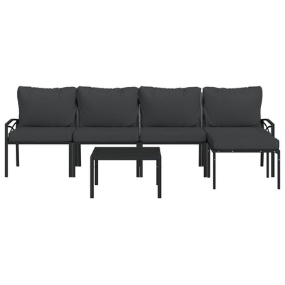 Set Salotto da Giardino 6pz con Cuscini Grigi in Acciaio | homemem39