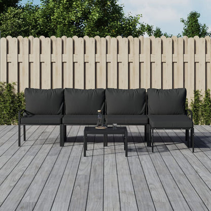 Set Salotto da Giardino 6pz con Cuscini Grigi in Acciaio | homemem39
