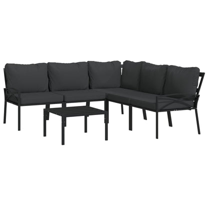 Set Salotto da Giardino 6pz con Cuscini Grigi in Acciaio | homemem39