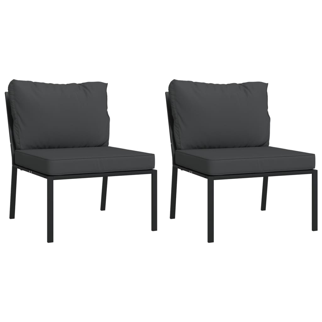 Set Salotto da Giardino 6pz con Cuscini Grigi in Acciaio | homemem39