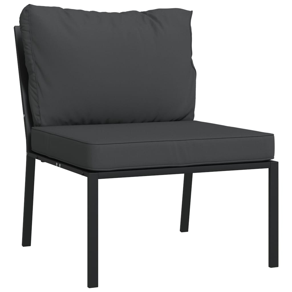 Set Salotto da Giardino 6pz con Cuscini Grigi in Acciaio | homemem39