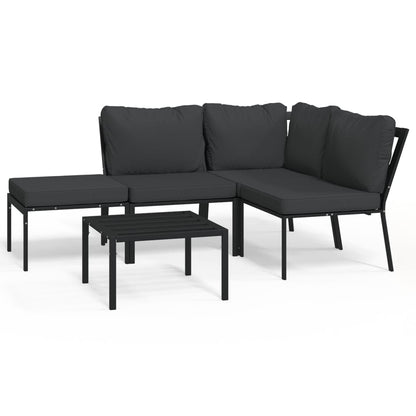 Set Salotto da Giardino 5pz con Cuscini Grigi in Acciaio | homemem39