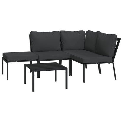 Set Salotto da Giardino 5pz con Cuscini Grigi in Acciaio | homemem39