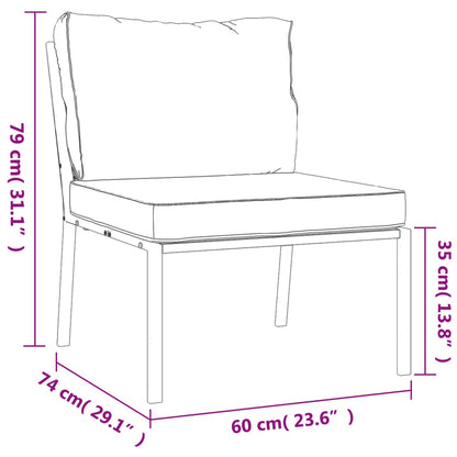Set Salotto da Giardino 5pz con Cuscini Grigi in Acciaio | homemem39
