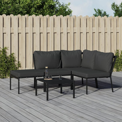 Set Salotto da Giardino 5pz con Cuscini Grigi in Acciaio | homemem39