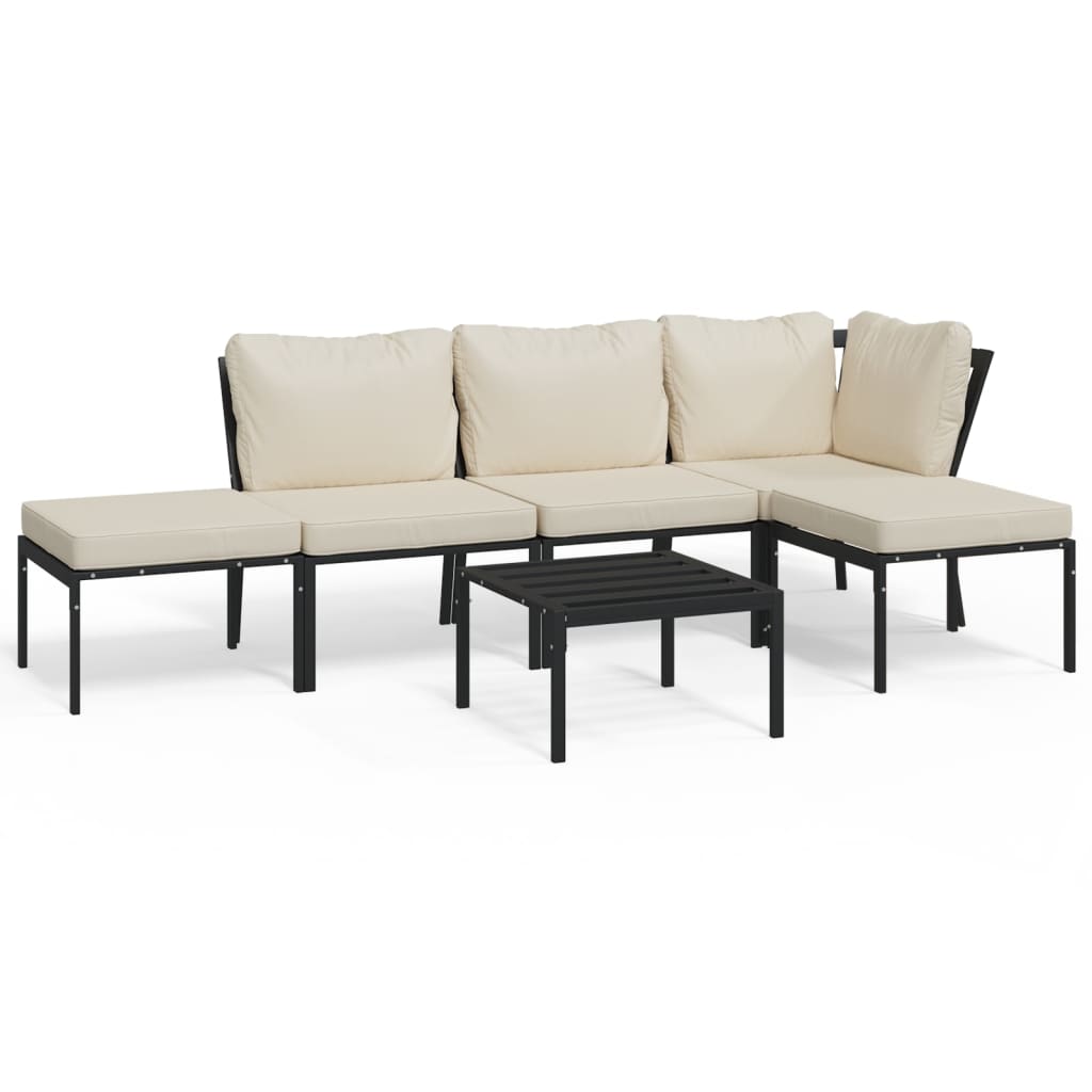 Set Salotto da Giardino 6pz con Cuscini Sabbia in Acciaio | homemem39