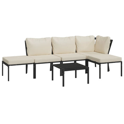 Set Salotto da Giardino 6pz con Cuscini Sabbia in Acciaio | homemem39