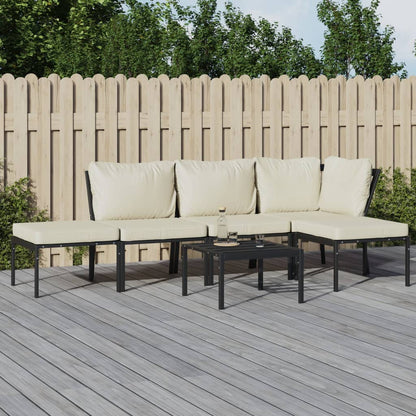 Set Salotto da Giardino 6pz con Cuscini Sabbia in Acciaio | homemem39