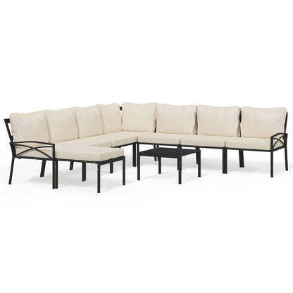 Set Salotto da Giardino 9pz con Cuscini Sabbia in Acciaio | homemem39