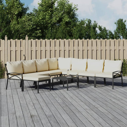 Set Salotto da Giardino 9pz con Cuscini Sabbia in Acciaio | homemem39