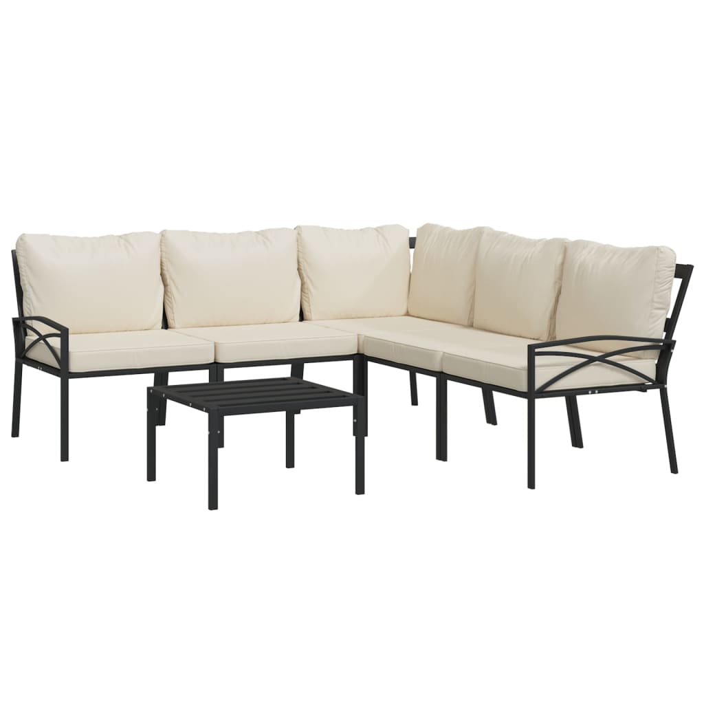Set Salotto da Giardino 6pz con Cuscini Sabbia in Acciaio | homemem39