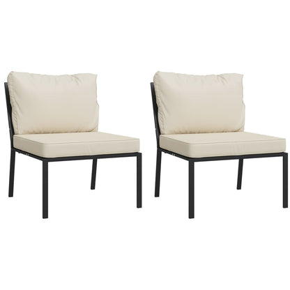 Set Salotto da Giardino 6pz con Cuscini Sabbia in Acciaio | homemem39