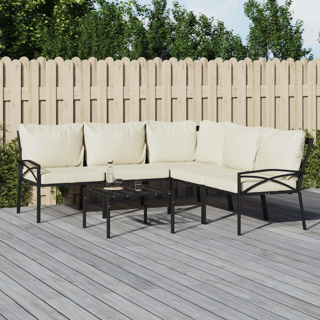 Set Salotto da Giardino 6pz con Cuscini Sabbia in Acciaio | homemem39