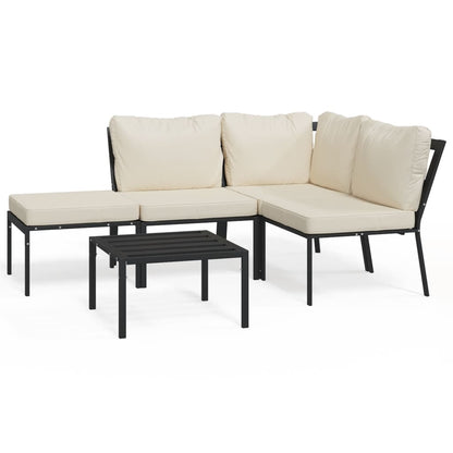 Set Salotto da Giardino 5pz con Cuscini Sabbia in Acciaio | homemem39