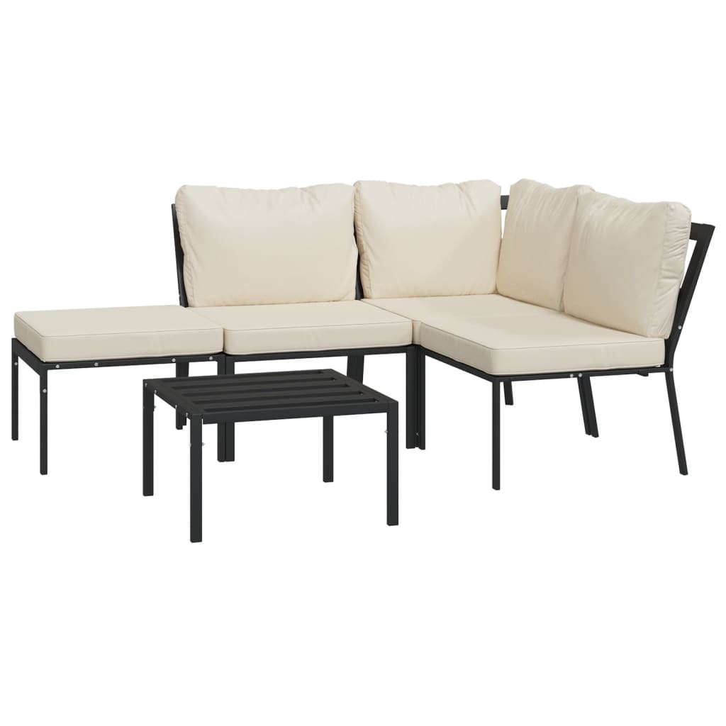 Set Salotto da Giardino 5pz con Cuscini Sabbia in Acciaio | homemem39