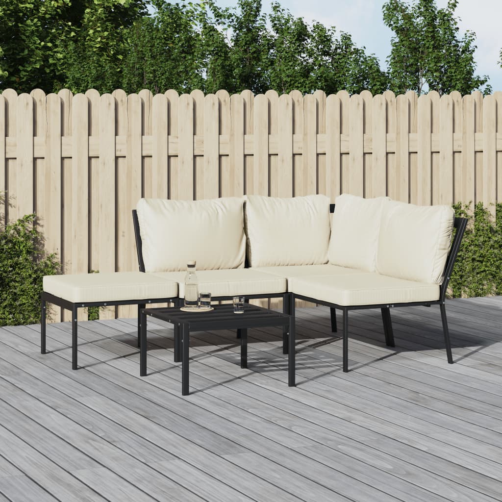 Set Salotto da Giardino 5pz con Cuscini Sabbia in Acciaio | homemem39