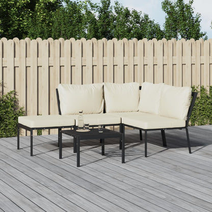 Set Salotto da Giardino 5pz con Cuscini Sabbia in Acciaio | homemem39