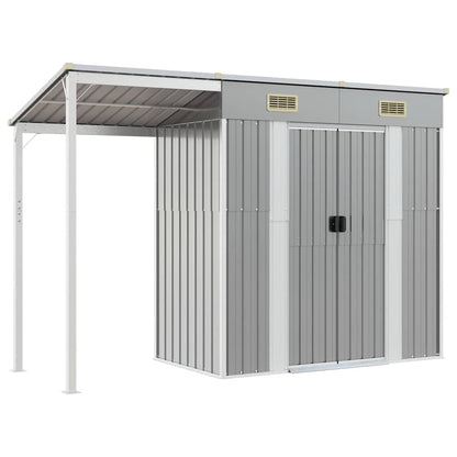 Capannone Tetto Esteso Grigio Chiaro 277x107x181cm Acciaio - homemem39