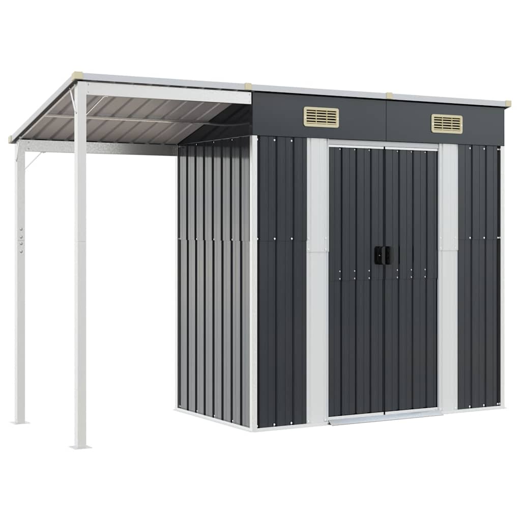 Capanno Giardino Tetto Esteso Antracite 277x107x181cm Acciaio - homemem39